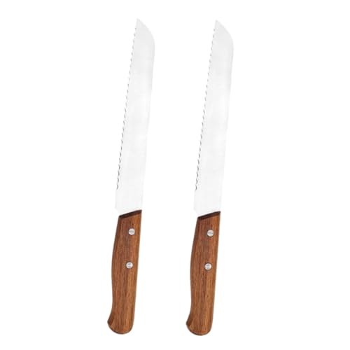 COLLBATH 2-piece Serrated Bread Knife Set Walnut Handle Perfect for Sourdough Homemade Bread Precision Wood Blade