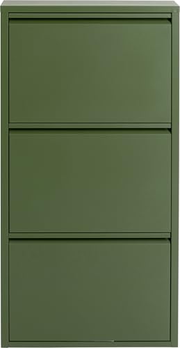 Kare Zapatero Caruso de diseño, Color Verde Oliva, 104 x 50 x 15 cm, Zapatero con 3 Solapas, para 6 Pares de Zapatos, Acero Fino, Ahorra Espacio, Alto