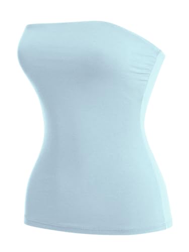 Image of MixMatchy Women's Stretchy Strapless Tube Top Y2K Bandeau Top