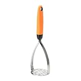 Machacador de patatas | Prensa manual de patatas de acero inoxidable de 27,4 cm, para puré de patatas y puré, adecuado para cocinar, hogar, mascotas, calabaza, zanahoria y más