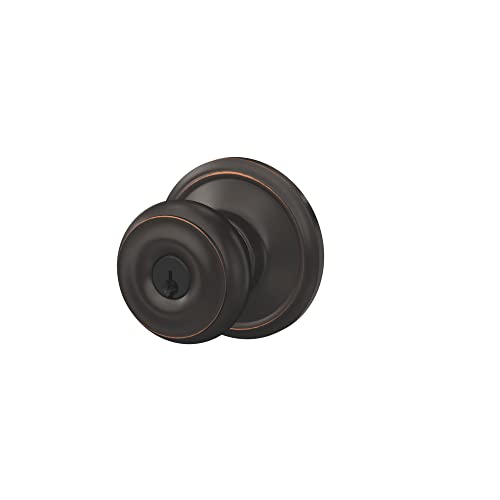 Schlage F51A Geo 716 Georgian Door Knob, Keyed Entry Lock, Aged Bronze #TOP4