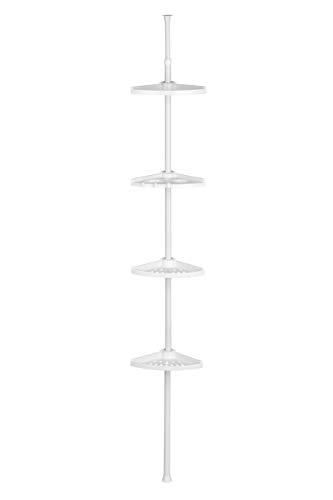 Image of Premier Housewares 4-Tier Bathroom Corner Shelf Unit - White,200-240 x 20 x 20 cm