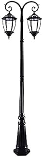 Solar Street Lights Outdoor Lamp Post Light, Waterproof High Pole Light European Victorian Aisle Villa Landscape Light Anti-Rust Lighting Fixture Park Patio Road Post Lamp (Black Height 230cm)