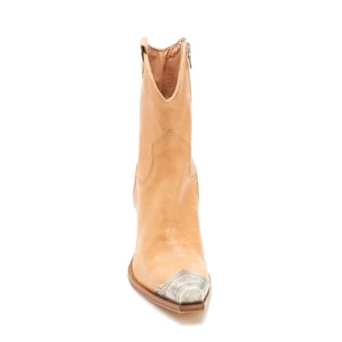 Image of keleimusi Women's Western Cowgirl Ankle Boots Stacked Block Heel Cowboy Booties Steel Toe Heeled Short Cowboy Boots Western Booties
