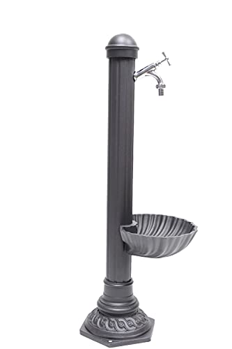 Fontaine à colonne modèle Pandora en aluminium et fonte avec baignoire pour maison, jardin et robinet finition au choix (chromé)