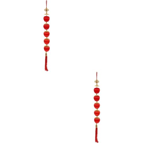 ABOOFAN 2 Piezas Strudel De Manzana Decoración De La Casa Cinturón De Doble Fijación Minidecoración Calendario De Papel Creativo Candelabros Simples Mascota Guirnalda Puntiagudo Paño Rojo