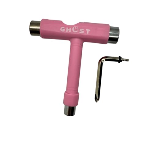 Image of GHOST BOARDS Skate Tool All-In-One - Multi-Function Roller Skate Tool With T-Handle, Allen Key & Screwdriver for Easy Adjustments - Skate Key Fits Any Pocket- Skates Tools You'll Always Carry - Pink