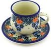 Polmedia Polish Pottery Espresso Cup with Saucer - Strawberry Fever Pattern Handmade in Boleslawiec Poland by Ceramika Artystyczna + Certificate of Authenticity