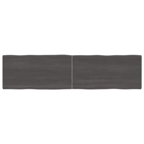 ZEYUAN Tischplatte Dunkelgrau 160x40x4 cm Eichenholz mit Baumkante, Arbeitsplatte, Holzplatte, Schreibtischplatte, Waschtischplatte, Küchenarbeitsplatte