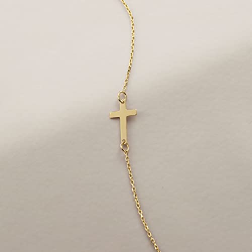 14k Real Gold Cross Bracelet | 14k Solid Gold Crucifix Bracelet for Women4