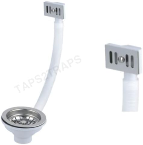 KITCHEN SINK BASKET STRAINER WASTE SQUARE/RECTANGULAR OVERFLOW + METAL GRID