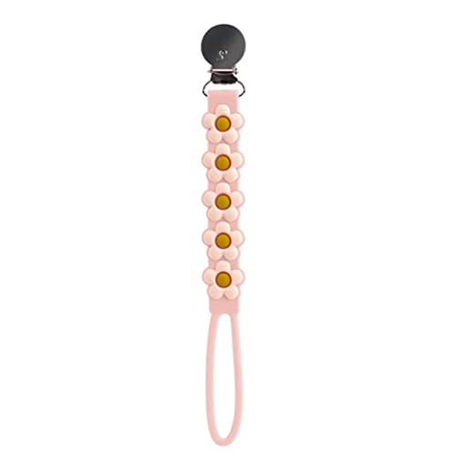 Image of Loulou Lollipop Beadless Silicone Pacifier Clip (Daisy, Pink)
