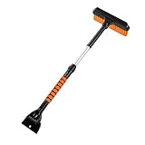 Ligero y compacto: el raspador de hielo y el cepillo para nieve 2 en 1 se pueden dividir en dos partes para facilitar el montaje y desmontaje, lo que ahorra espacio de almacenamiento de forma eficaz.