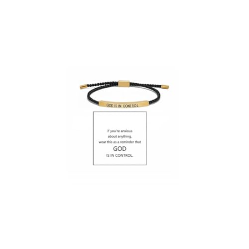 tenghong2021 God Is In Control Bracelets Inspirational Braided Adjustable Christian Faith Stainless Steel Bracelets for Women Couple Friends Christmas Encouragement Motivational Gifts Jewelry3