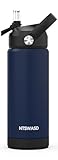 Ntswasd Borraccia Termica Bambini, In Acciaio Inox,550 Ml, Senza Bpa,bottiglia Acqua Con Cannuccia A Prova Di Perdite, Per Sport,Scuola palestra（Blu）