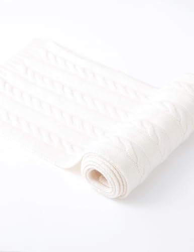 Soft Warm 100% Cashmere Scarf for Women Lightweight Luxury Cable Stitch Scarves with Gift Box4