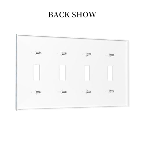 Placa de interruptor de 4 bandas con diseño de gato blanco y margaritas sobre fondo azul 5