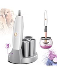 Electric Makeup Brush Cleaner Machine - Automatic Rotation Spinner dryer with USB Rechargable Upgrade Station,Best Cleaning Cosmetic Brushes in Seconds-White