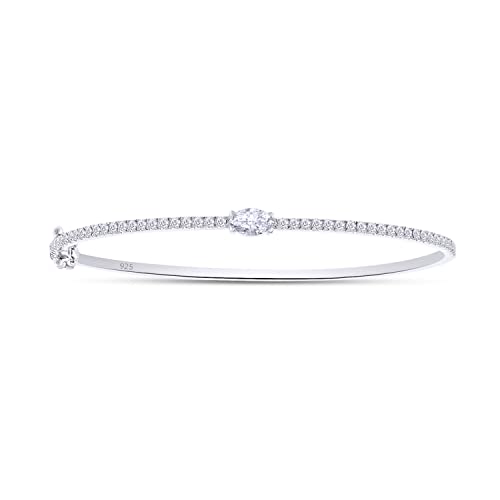 1 1/3 To 1 2/3 CT Marquise & Round Cut Lab Created Moissanite Diamond Tennis Bangl Bracelet For Women In 14K Gold Over Sterling Silver Size-6 to 9 Inch,(VVS1 Clarity,1.30 To 1.65 CT)2