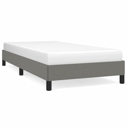 vidaXL Cadre de Lit Sommier à Lattes Lit Rembourré Cadre à Lattes Lit Simple Adulte Meuble de Chambre à Coucher Intérieur Gris Foncé 100x200 cm Tissu – Image 5