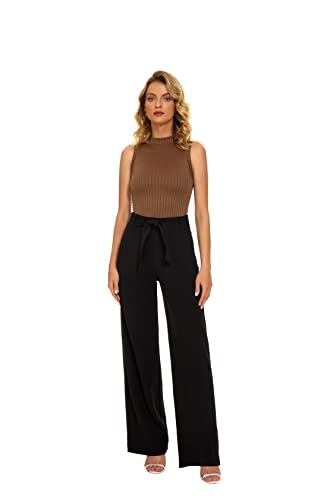 Women's Casual High Waisted Wide Leg Dress Pants with Pockets and Belt2