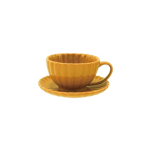 Taza de cerámica con plato y esmalte reactivo 10 oz amarillo miniatura 3