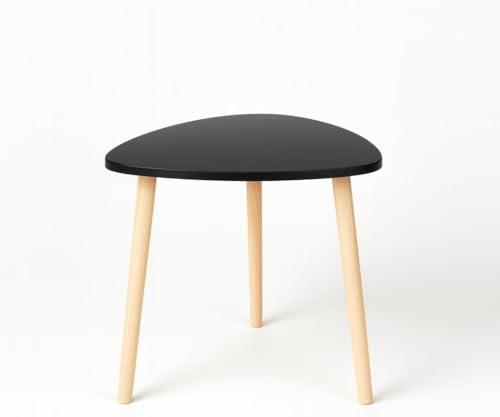 INDE MOBLEKIT | Mesa Auxiliar Madera Negra 38,5 cm con 3 Patas, Mesita Auxiliar Salón Dormitorio, Mesa de Noche Estilo Nórdico para Sofá, Cama o Rincón, Mesas Auxiliares para Hogar Moderno