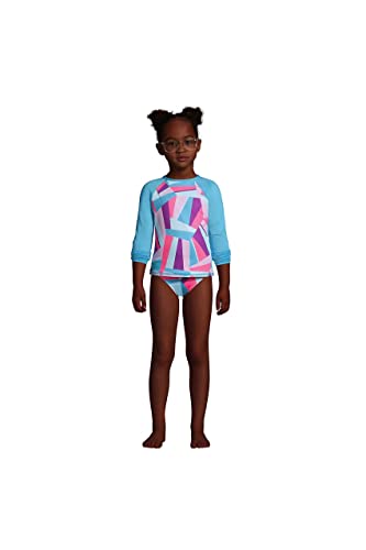 Image of Lands' End G LS 3 Piece Rash Guard Set Knockout Pink Multi Geo Kids 4