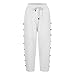 Mkdisnta Linen Capris for Women Summer Casual High Waisted Crop Pants with Pockets Wed Leg Lounge Trousers Boho Beach Clothes White Capris Pants for Women XL
