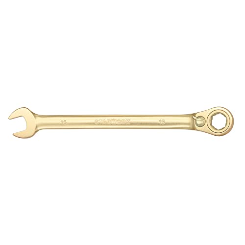 STARWORK 6-Point Metric 15° Offset GPlating™ Reversible Non-Slip Long Pattern Ratcheting Combination Wrench 15mm