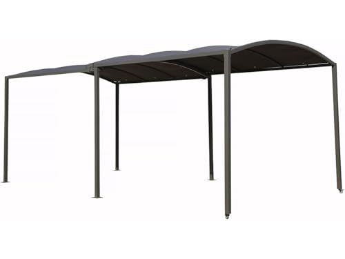 Carport en métal Extensible Mathis - 303/566 x 295 x 240 cm - Gris