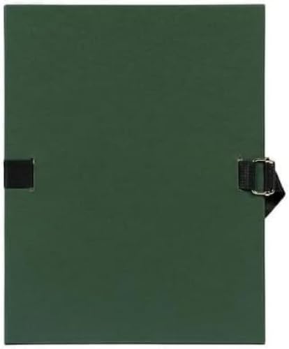 Exacompta - Réf. 733E - Carton de 10 chemises à dos extensible en papier toilé couleur - dos extensible jusqu'à 13 cm - fermeture par sangle - dim 24 x 32 cm - pour format A4 - couleur vert foncé