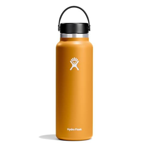 Hydro Flask - Water Bottle 1180 ml (40 oz) - Vacuum Insulated Stainless Steel Water Bottle with Leak Proof Flex Cap and Powder Coat - Wide Mouth - Fossil