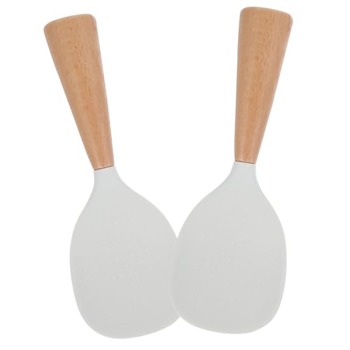STOBAZA 2pcs Silicone Rice Spoon with Handle Non Stick Stand Up Paddle for Effortless Serving Heat Resistant Kitchen Utensil for Rice Sushi and Salads