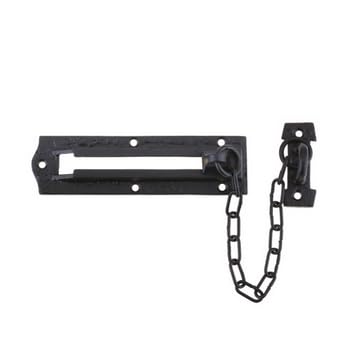 Ironmongery Solutions® Black Antique 155 mm x 40 mm Door Chain Security Door Restrictor Face Fix Fixings Included