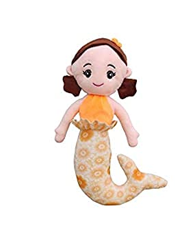 FUN ZOO Soft Plush Stuffed Animal Mermaid Dolls Toy for Kids Boys Girls (Yellow, 35 CM)