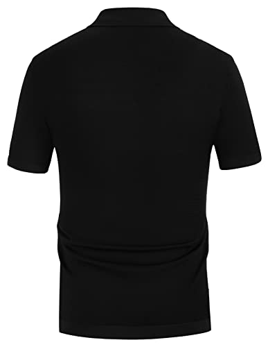 PJ PAUL JONES Men's Contrast Stripes Cardigan Pullover Button Down Knit Polo Shirts