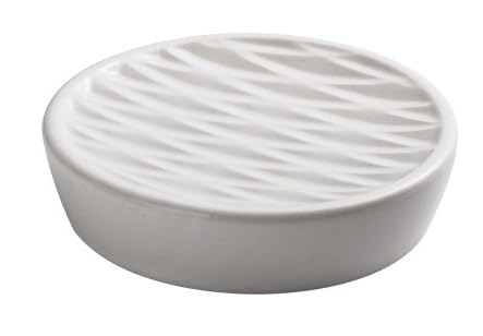UMAI Premium Ceramic Soap Dish Holder | Easy to Clean & Moisture Resistant | for Bathroom Kitchen Sink | Scratch Proof Round Soap Case | White