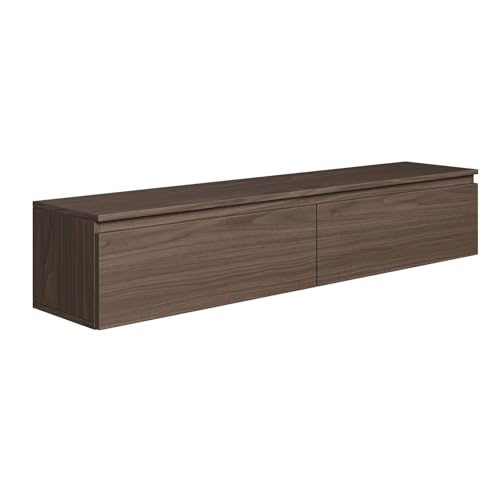 Selsey Hängeboard Bemmi 28,4x150x31,8 cm, Minimalistisches TV Lowboard, Wisconsin-Walnuss, Hochwertige Spanplatte mit ABS-Kanten, Zwei Klappenfächer,Melaminbeschichtet, Ideal fürs Wohnzimmer