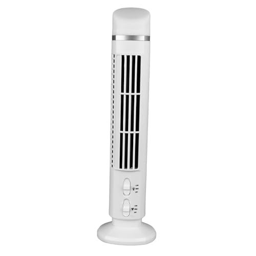 TOPINCN Tower Fan for Bedroom, Bladeless Tower Fan Desktop Standing Fan Oscillating Tower Fan Portable USB Desk Fan with Light for Home Bedroom Office (White)