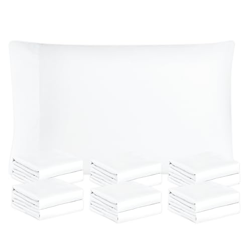 FreshCulture Juego de 12 fundas de almohada blancas tamaño Queen, cierre de sobre, tela de microfibra cepillada suave, juego de 12 fundas de almohada de 20 x 30 pulgadas, para el hogar, hoteles,