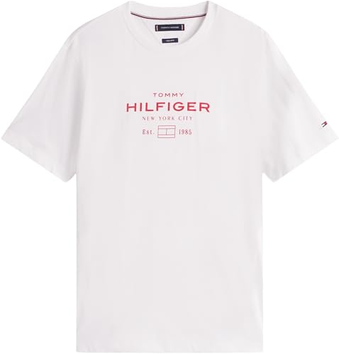 Tommy Hilfiger Camiseta de Manga Corta Hombre Stack Graphic tee con Cuello Redondo, Blanco (White), M