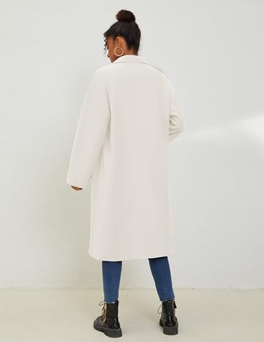 UANEO Women\'s Wool Blend Coat Oversized Double Breasted Long Trench Overcoat Winter (White-S)