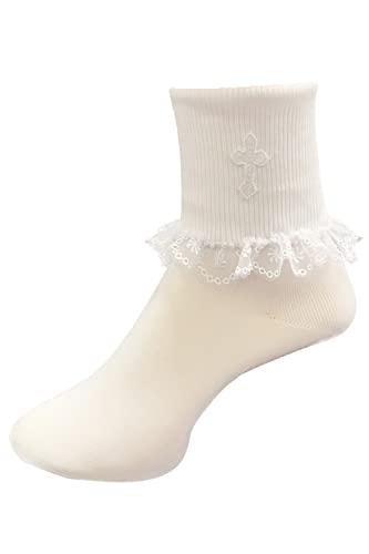 Lace Baptism Socks - Baby Girl Baptism Socks - Infant White Christening - Accesorios de Bautizo para Niña - Main Image