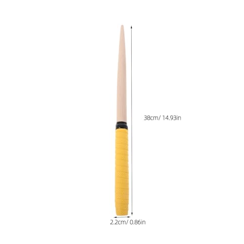 1 par de baquetas para tambor: baquetas de madera Taiko MiBachi para percusión musical, con mango antideslizante y banda absorbente de sudor, ideal para principiantes, práctica, juegos, eventos, fiestas y festivales — Amarillo miniatura 2
