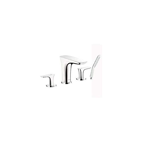 hansgrohe PuraVida Avantgarde 2-Handle 19-inch Wide Roman Tub Filler Freestanding Bathtub Faucetand Shower Set in Chrome, 15446001
