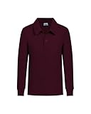 QBK Toddler to Youth Boys' School Uniform Pique Polo Shirts Kids Long Sleeve Collared Golf Shirt (Burgundy L)