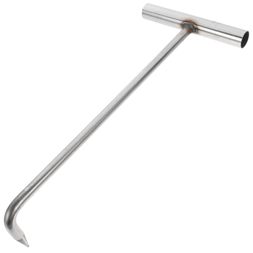 ABOOFAN Heavy Duty Manhole Cover Opener Stainless Steel Hook T-Shape Lifting Tool for Sewer Maintenance