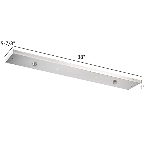 Four Pendant Light Linear Canopy Accessory Light Kit, 38 Inch Flush Mount Cluster Canopy, Hanging 4 Lights With One Outlet Box For Kitchen Island, Mounting Hardware Included, Brushed Nickel #TOP2
