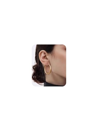 Gold Hoop Earrings for Women Matte Chunky Gold Hoop Earrings